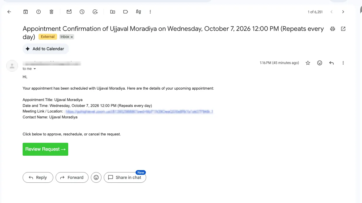 recurring notification - confirmation