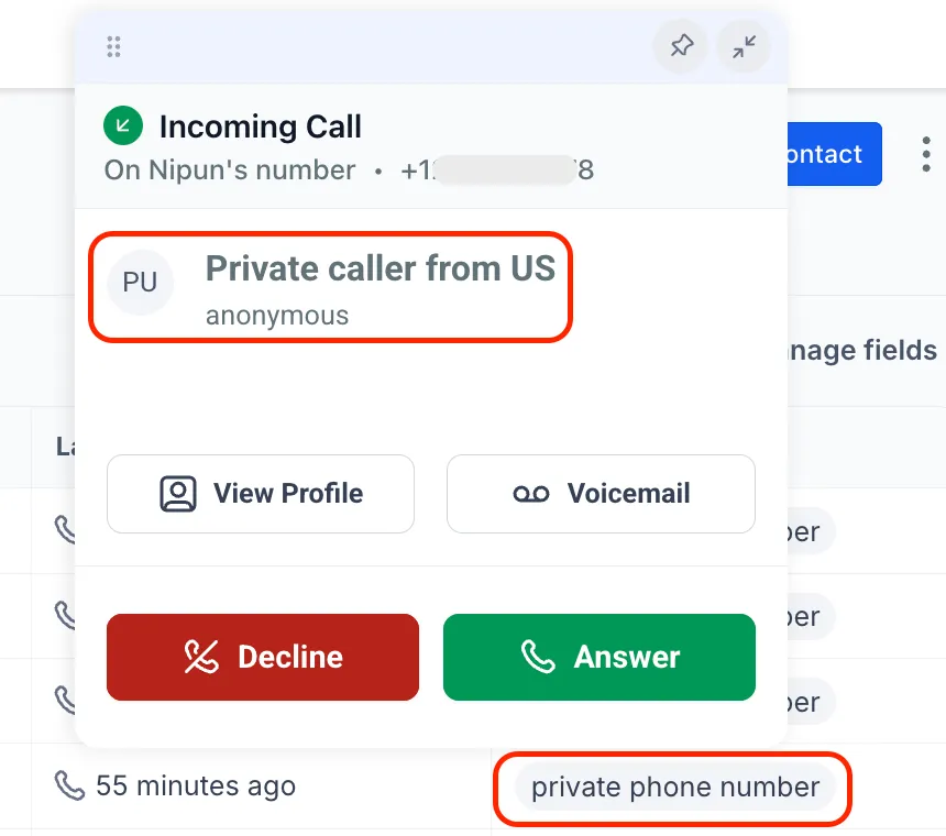 Incoming call setting
