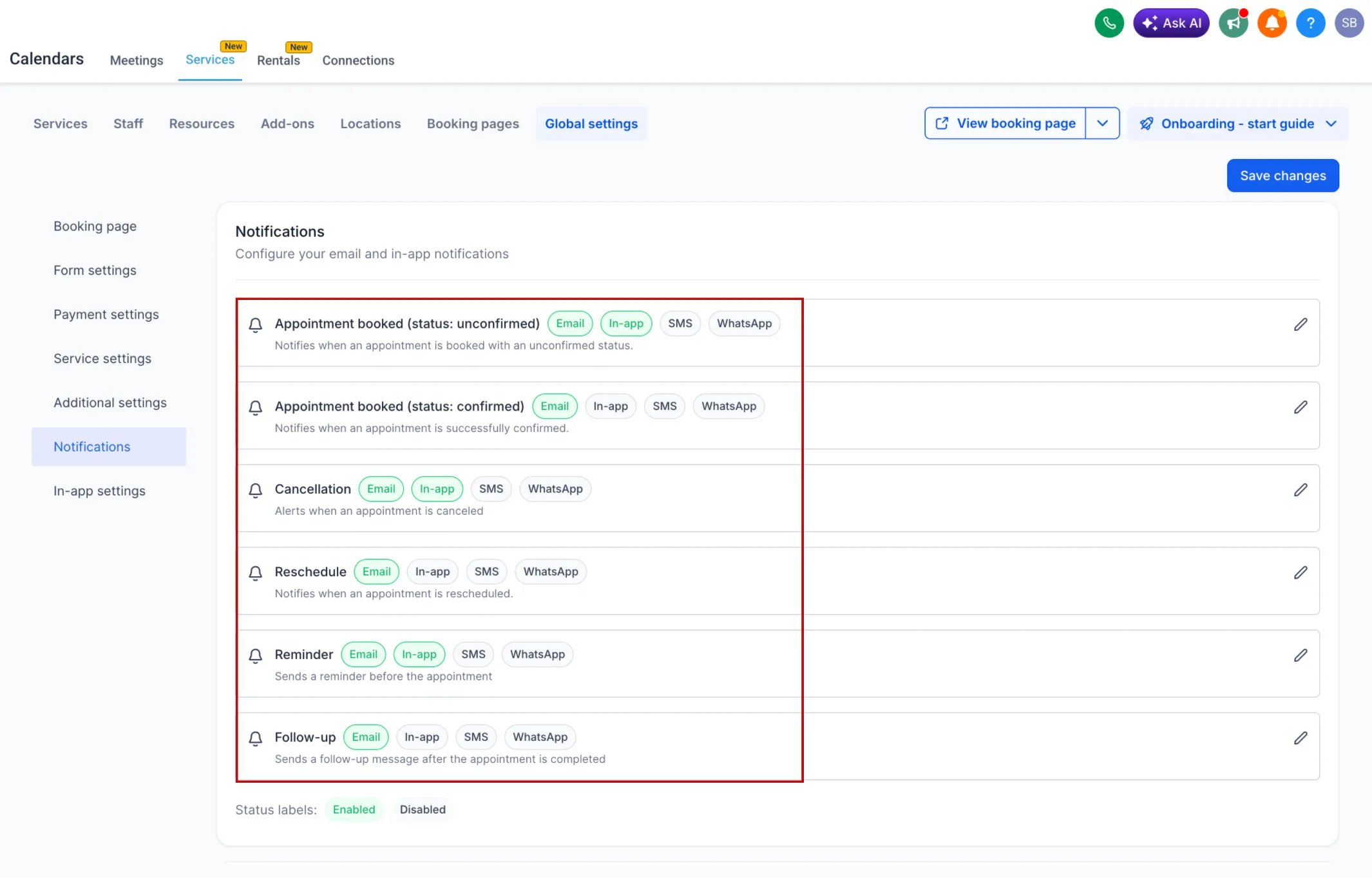 Service and Rental custom values in the Email Builder