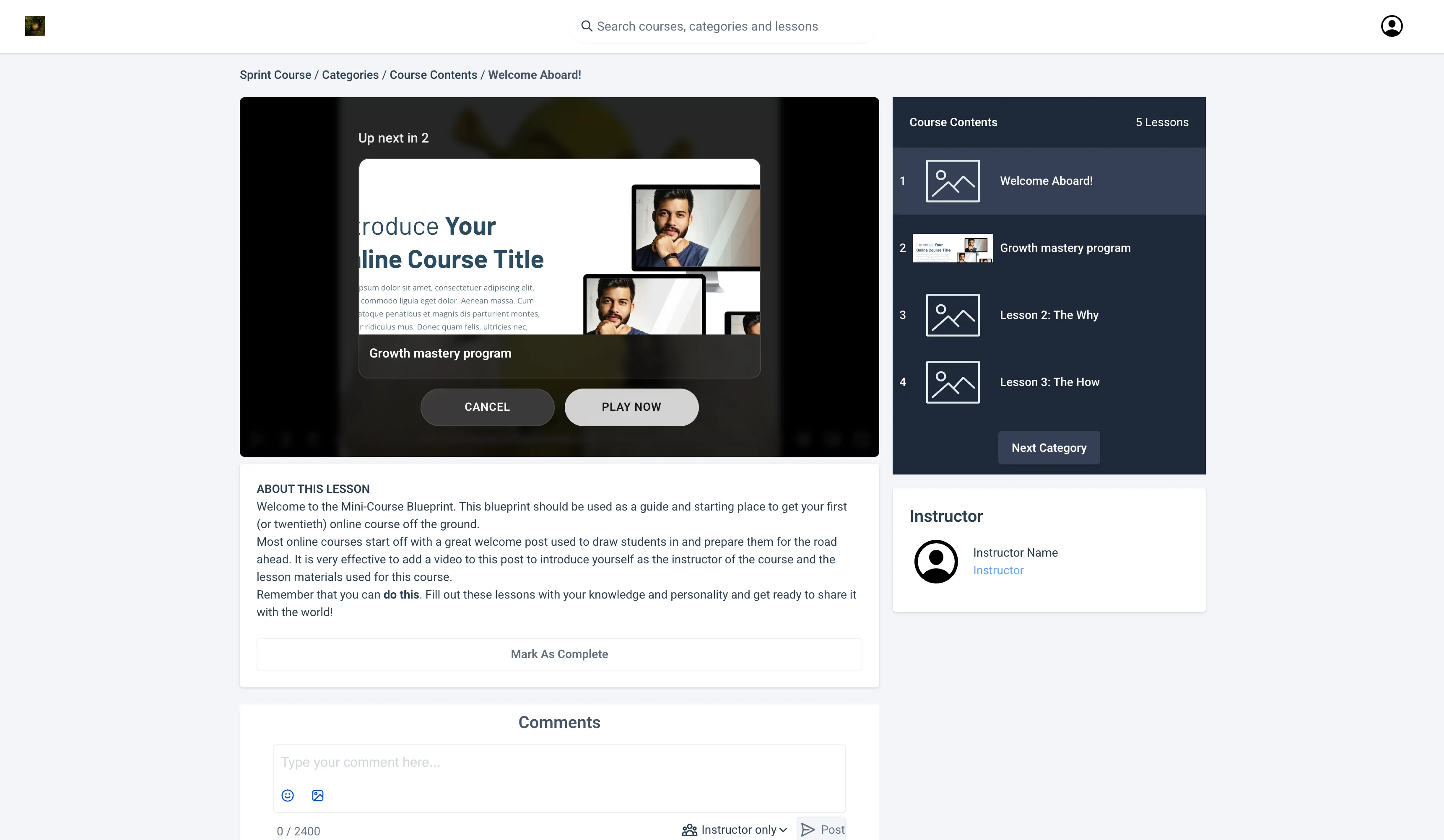 Video lesson player update