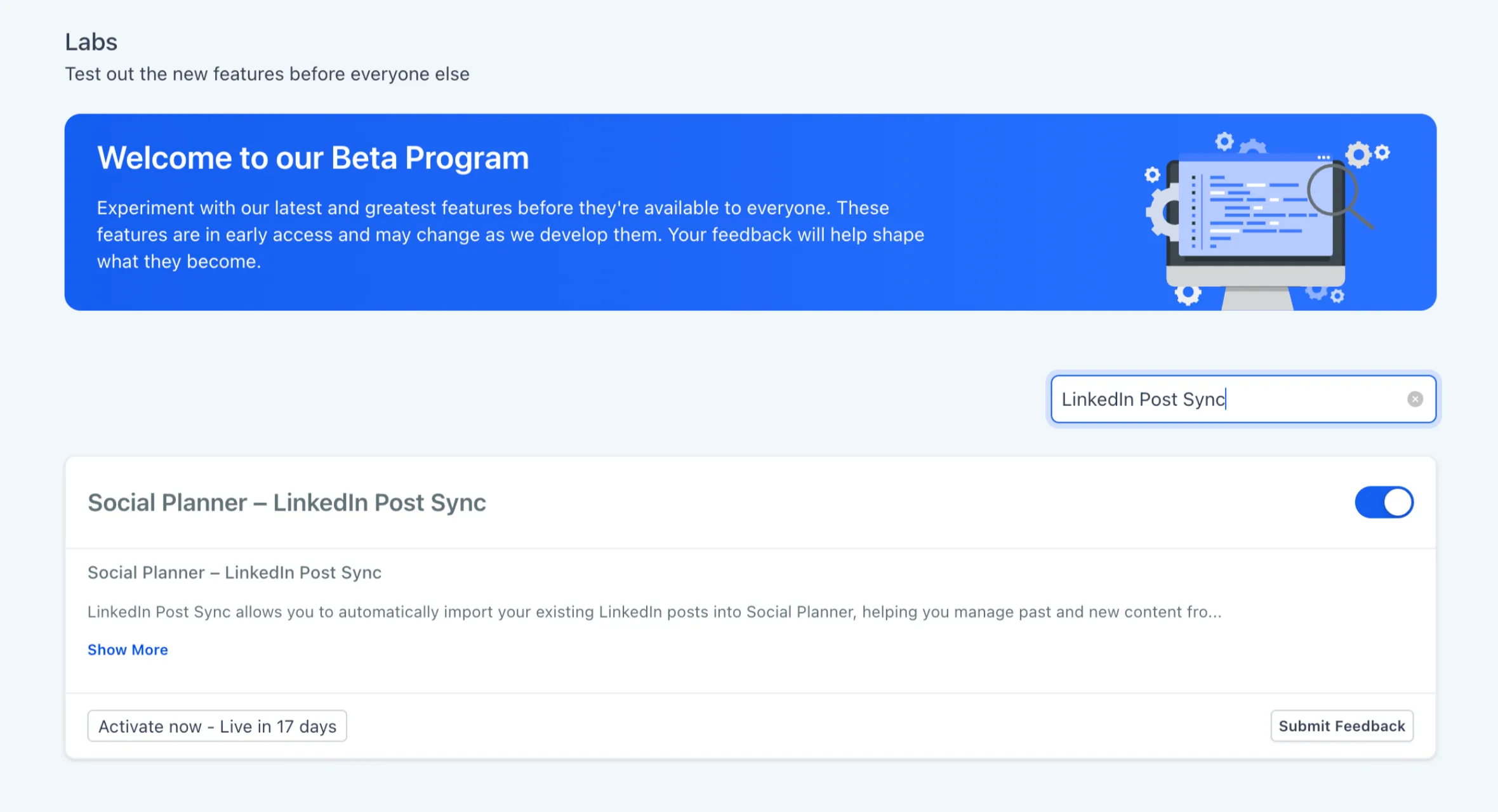 LinkedIn post sync in Social Planner