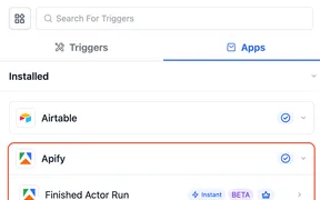 Apify Actions and Triggers in Workflows