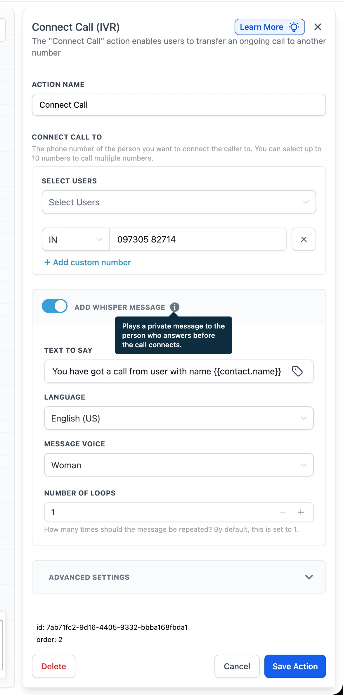 Call Whisper preview