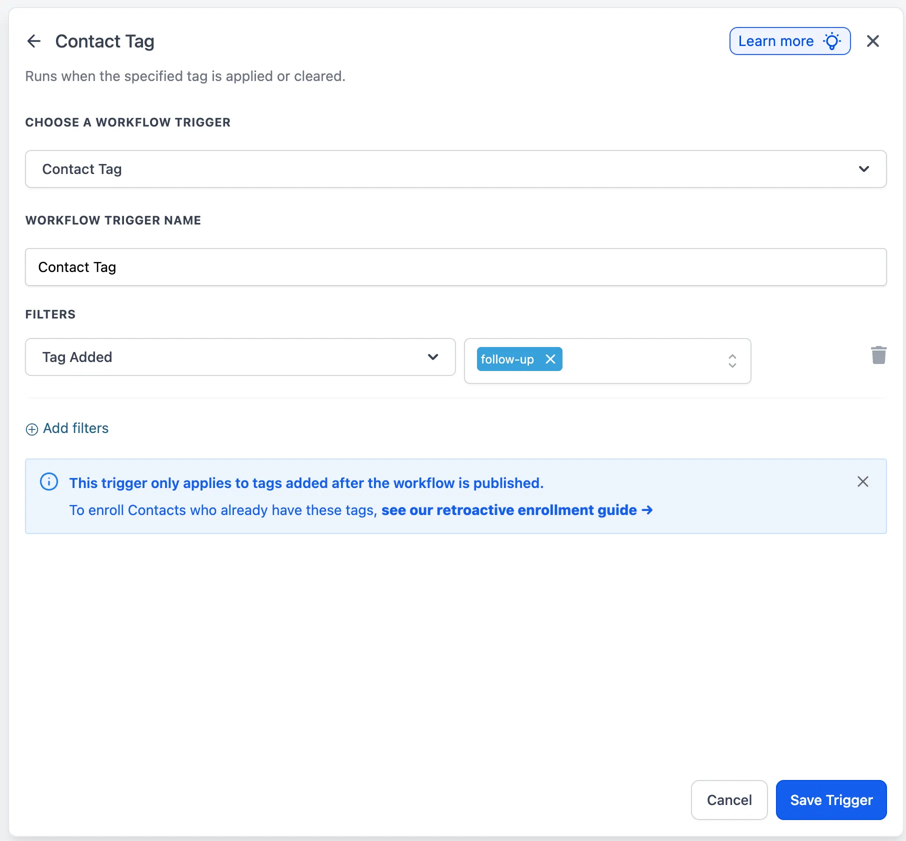 Retroactive enrollment banner