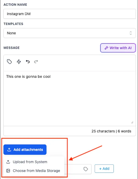 Workflow attachment options