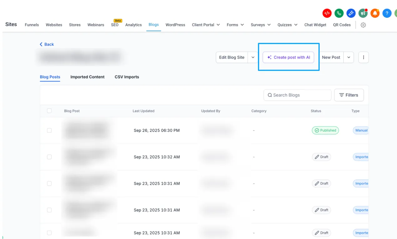Create with AI entry point
