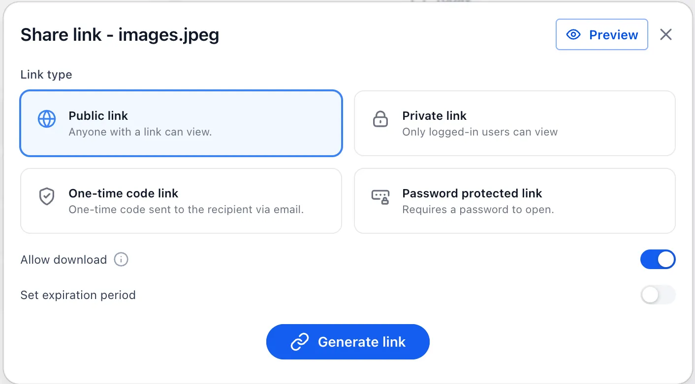 Public document link option