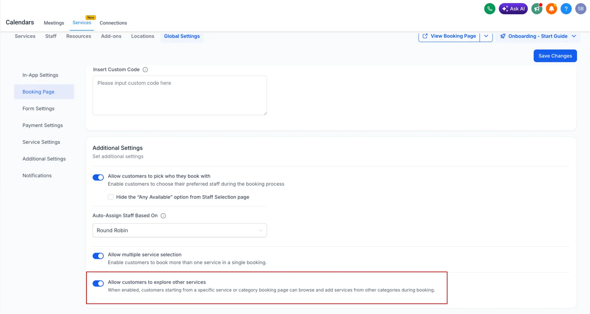 Booking setting for service discovery