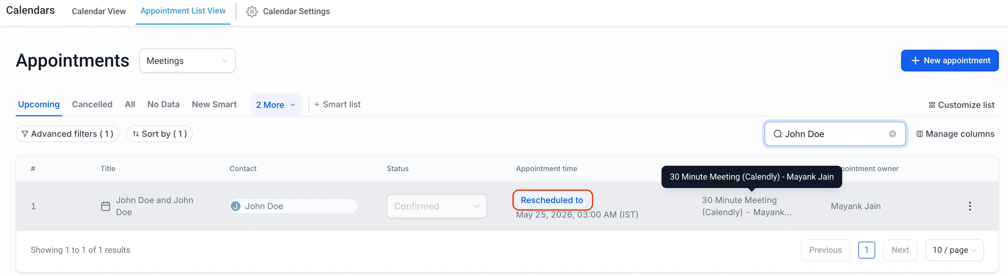 Calendly reschedule