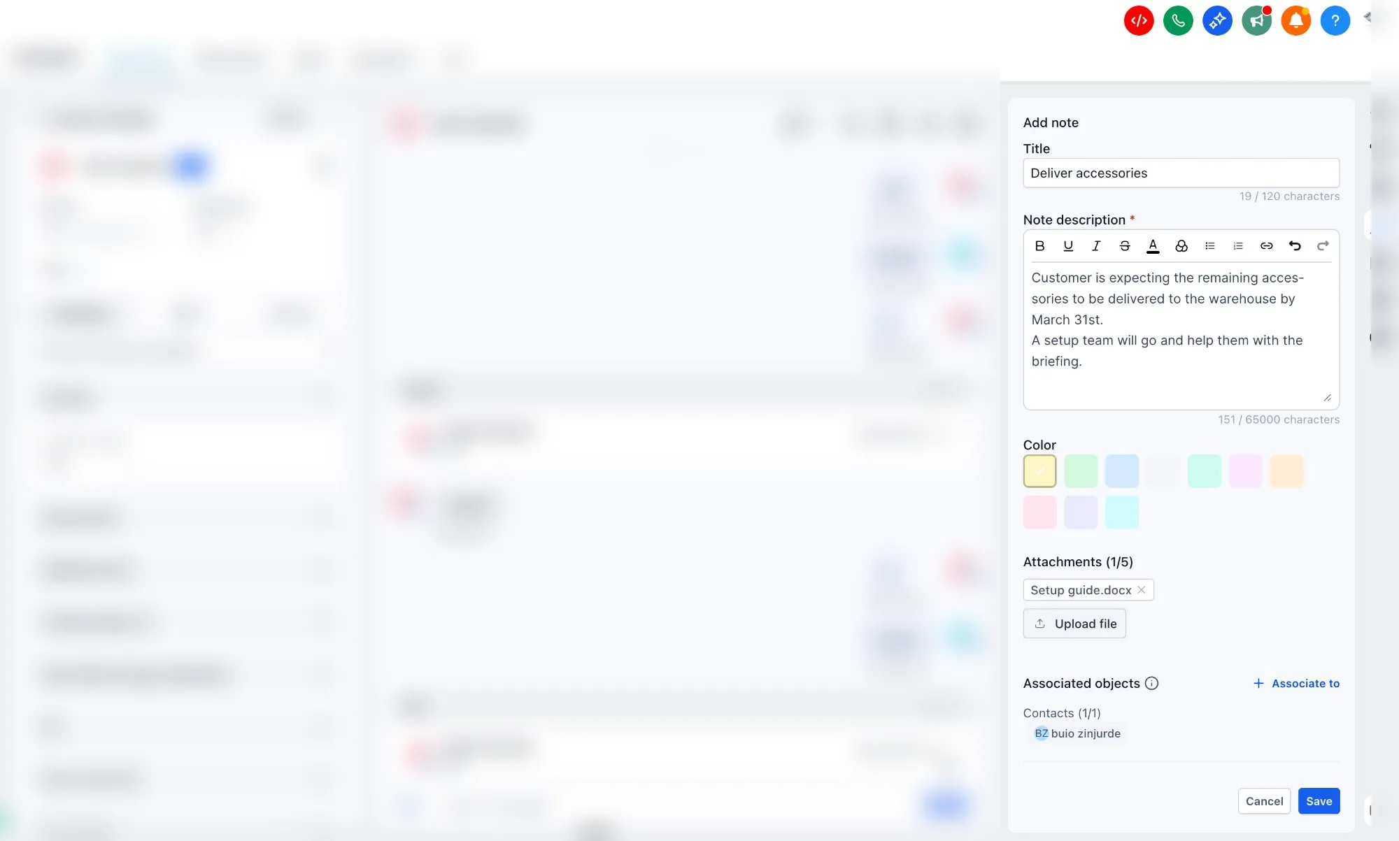 Notes with titles and attachments