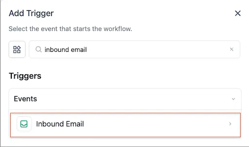 Inbound Email Trigger preview