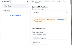 Schema Markup Form View Now Shows Missing Fields