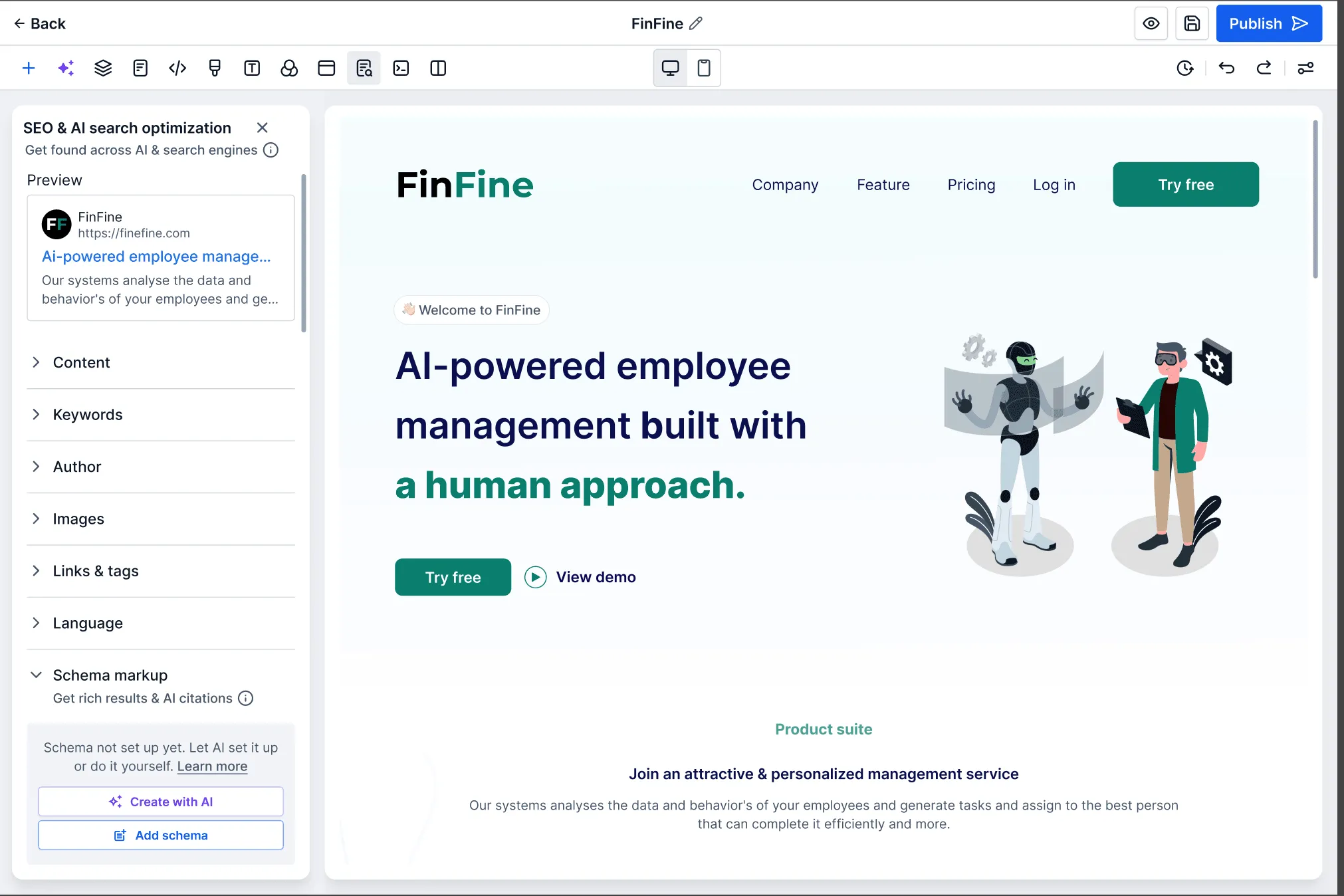 Schema Markup AI entry point