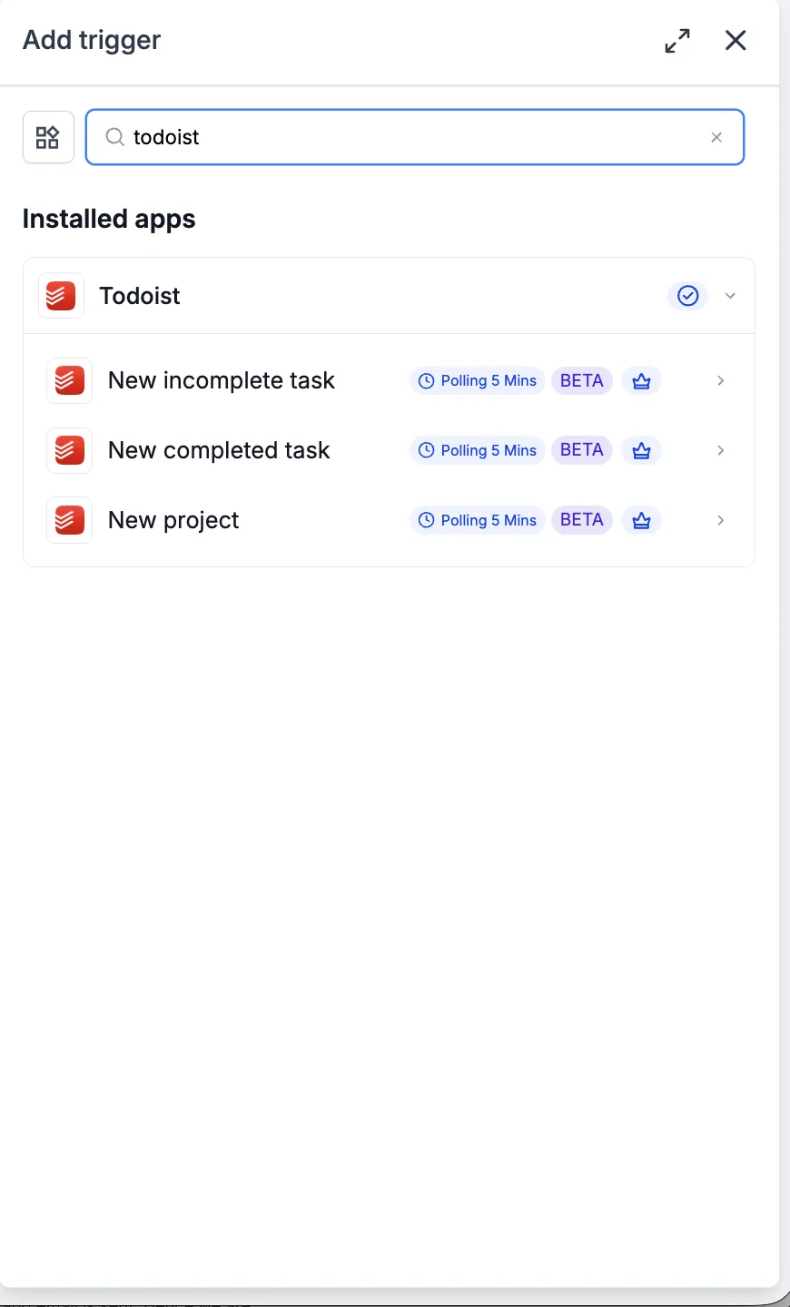 Todoist connection setup in SMBcrm