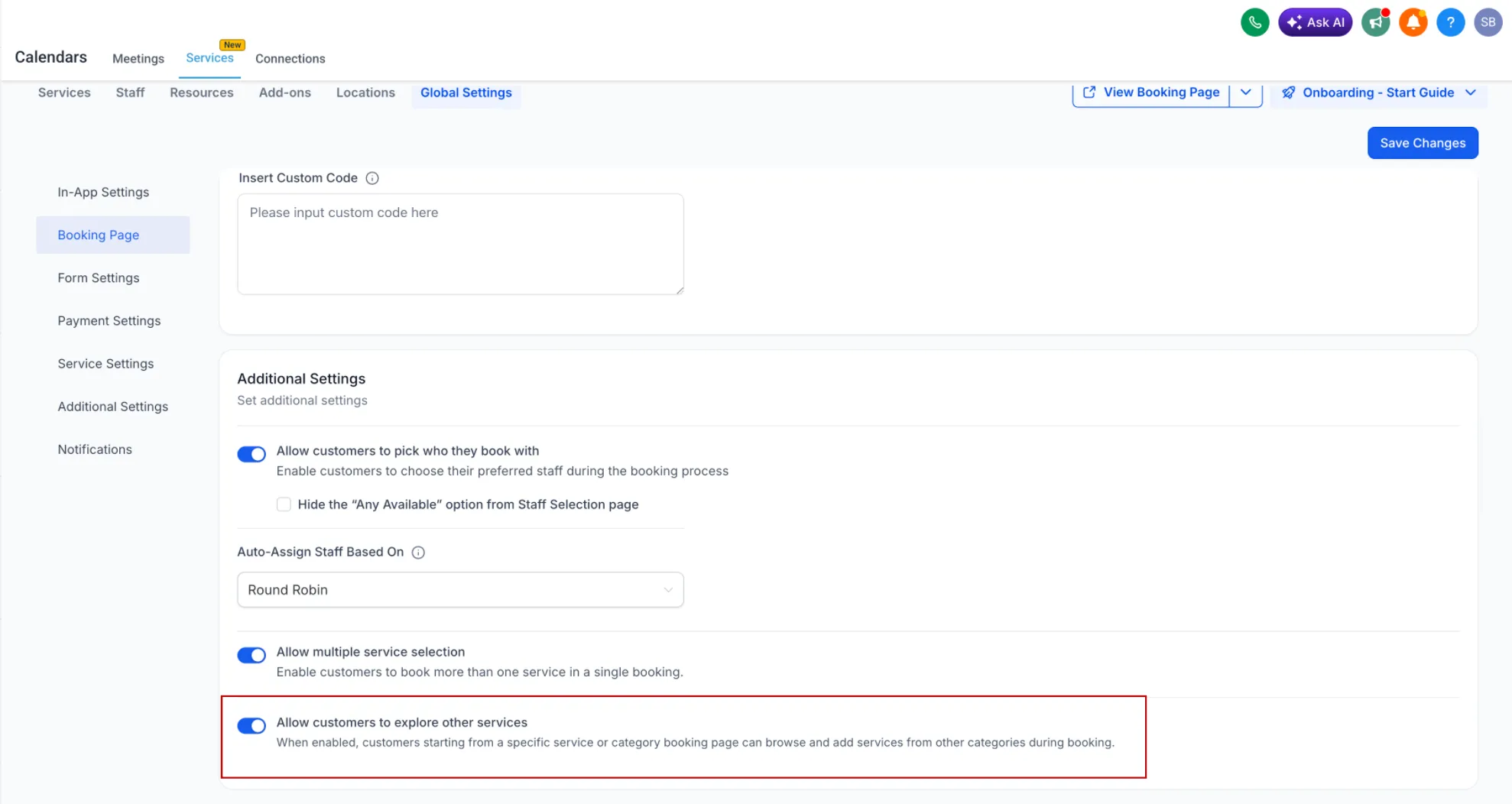 Booking setting for service discovery