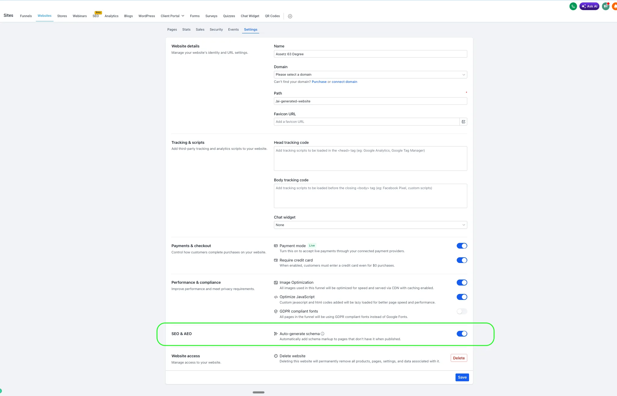 Auto-generate schema setting