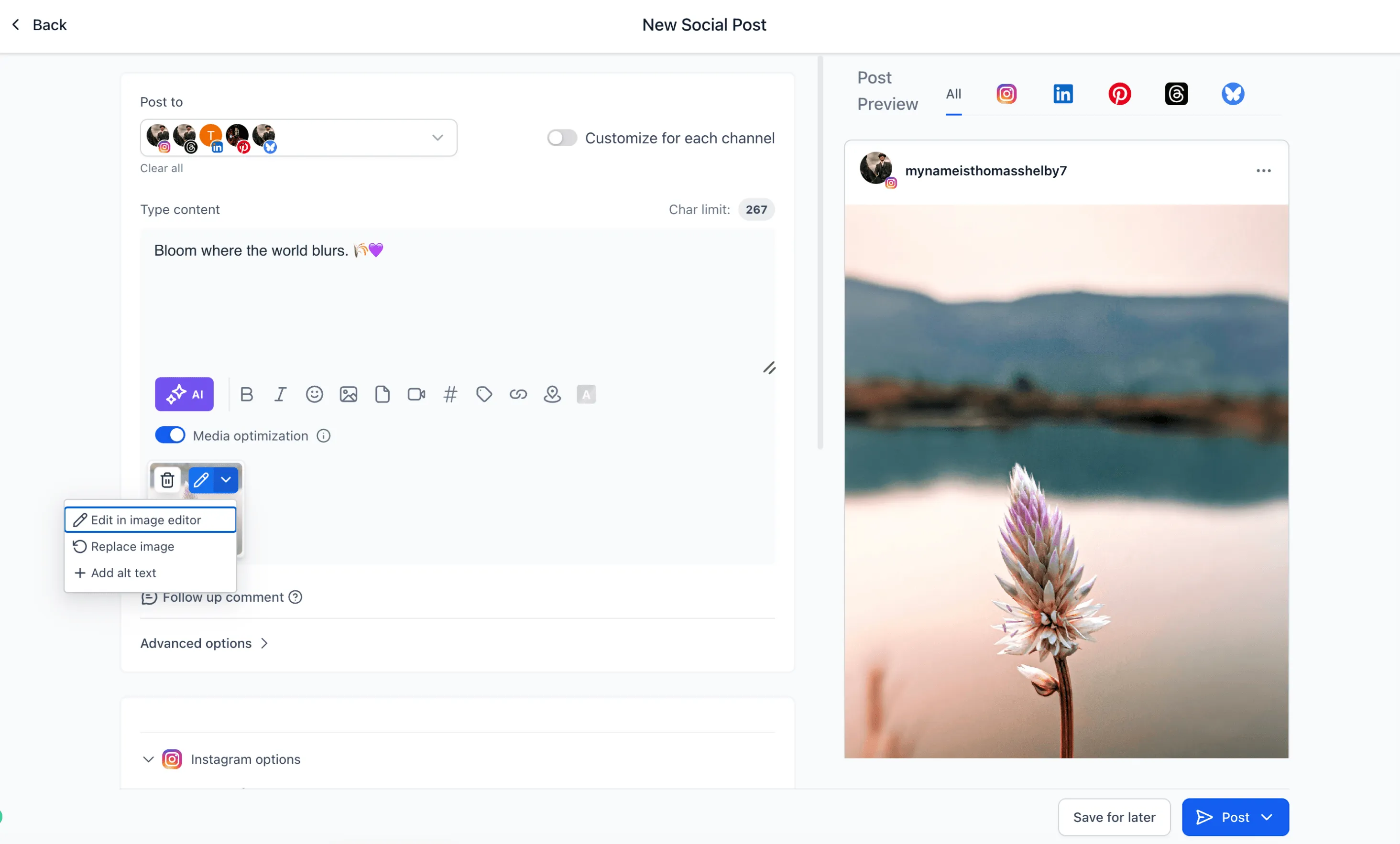 Alt Text option in Social Planner