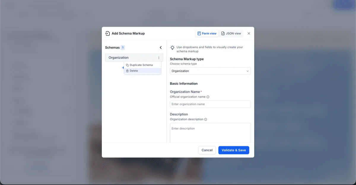 Schema deletion in Form View