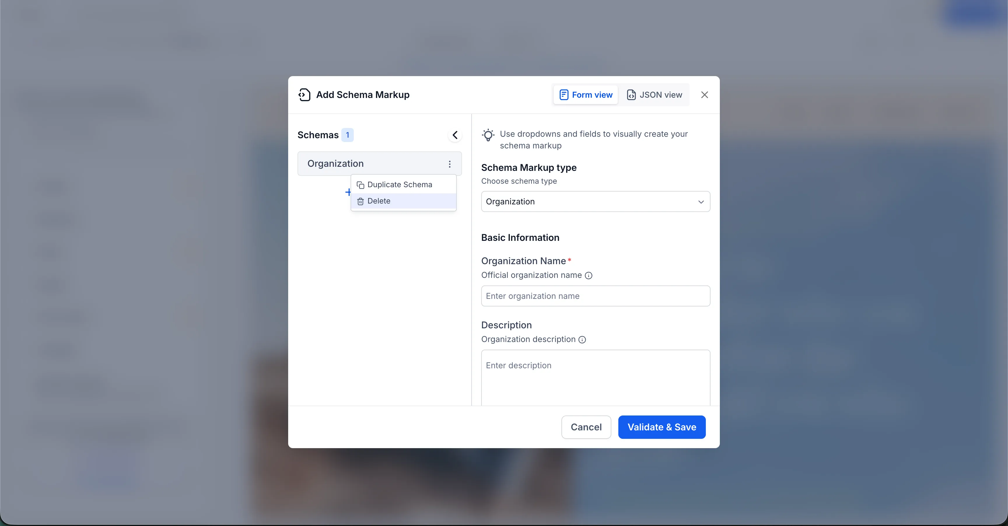 Schema deletion in Form View