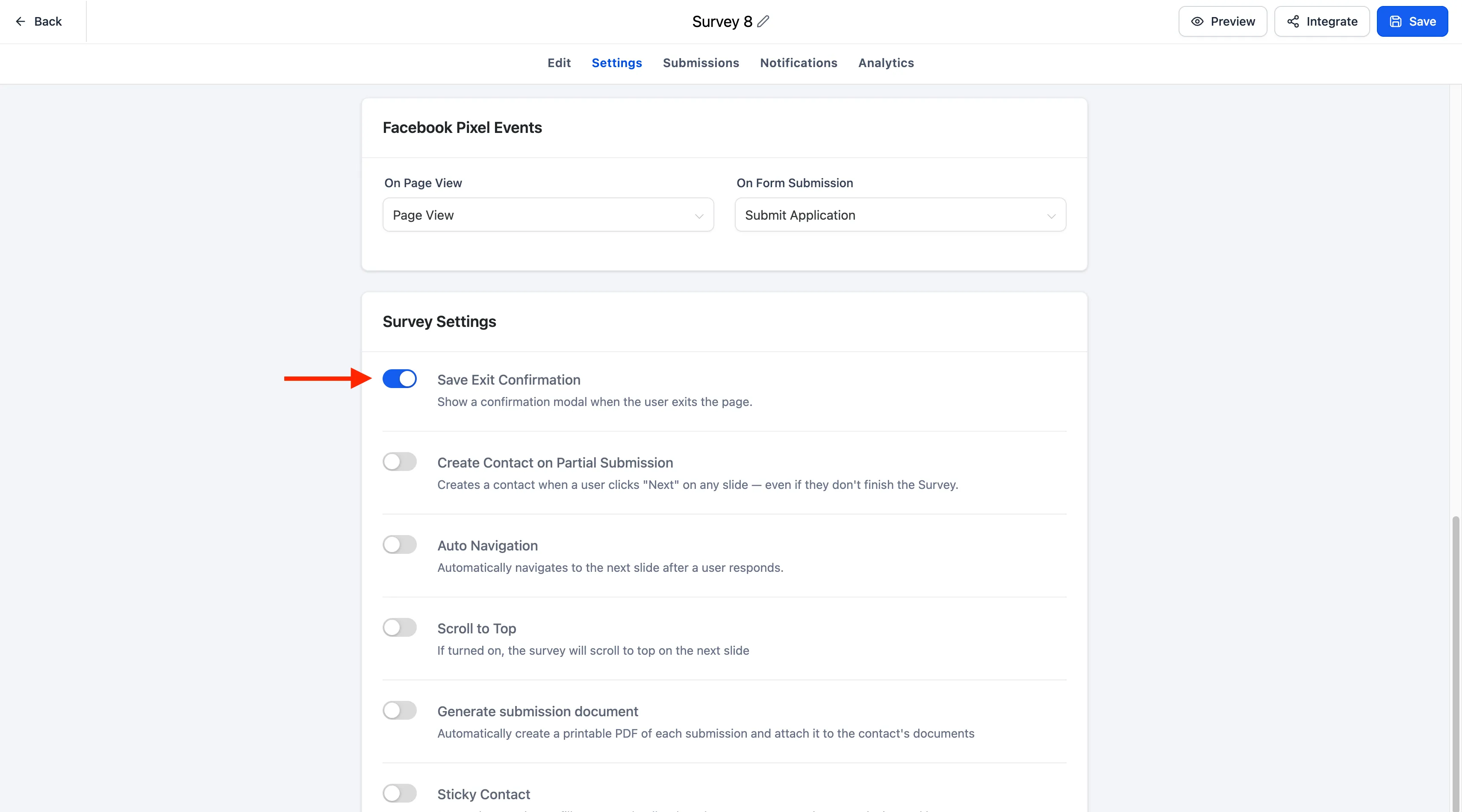 Save Progress settings for forms, surveys, and quizzes
