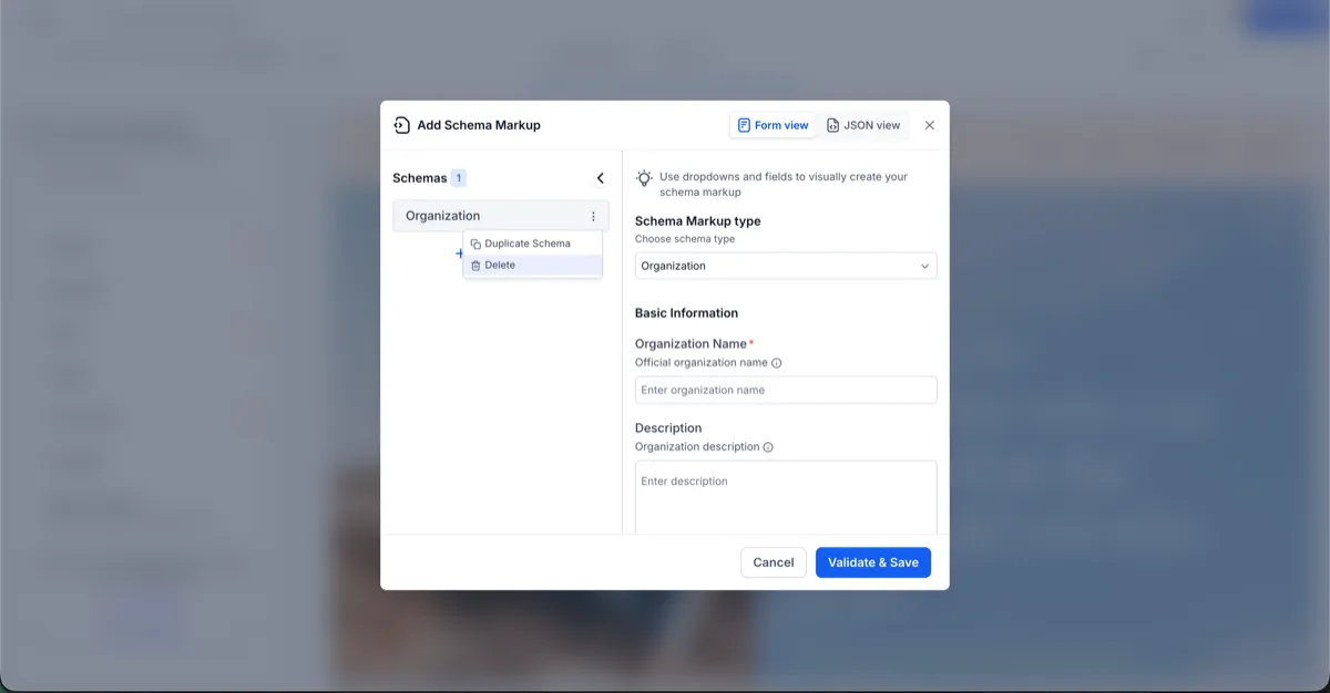 Schema deletion in Form View