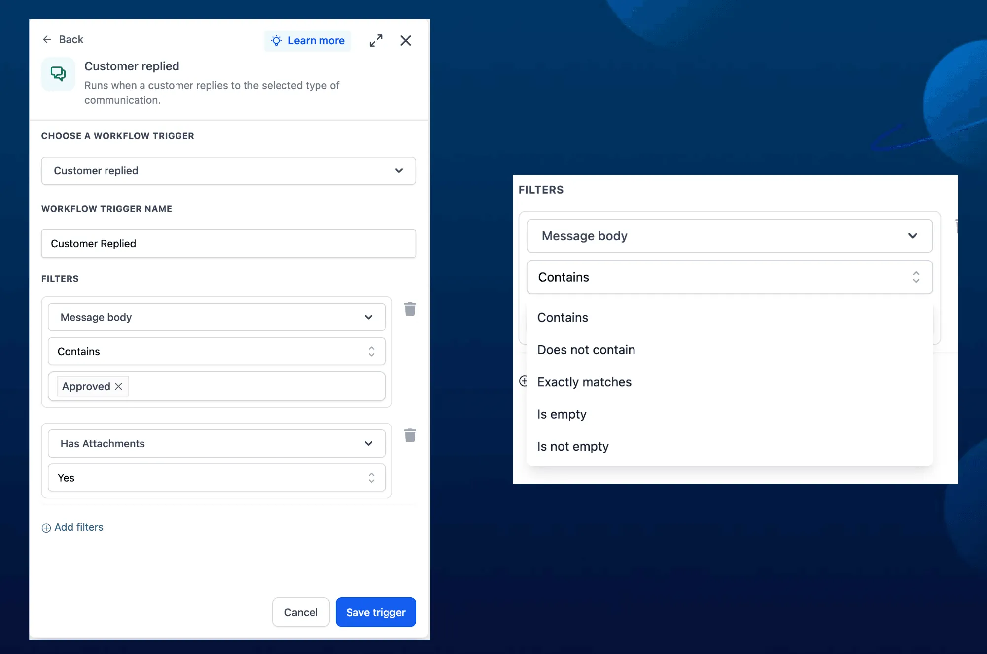 Improved message filters preview