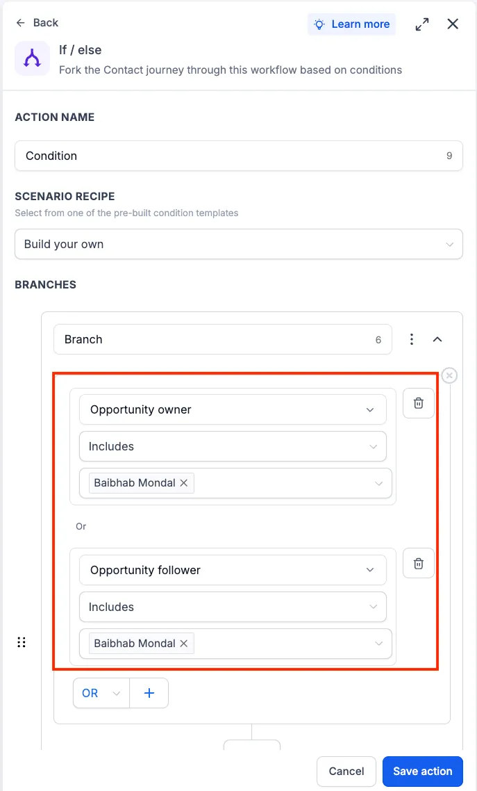 If/Else workflow condition preview