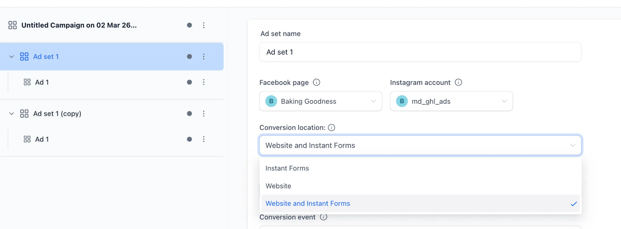 Ad Manager conversion location options