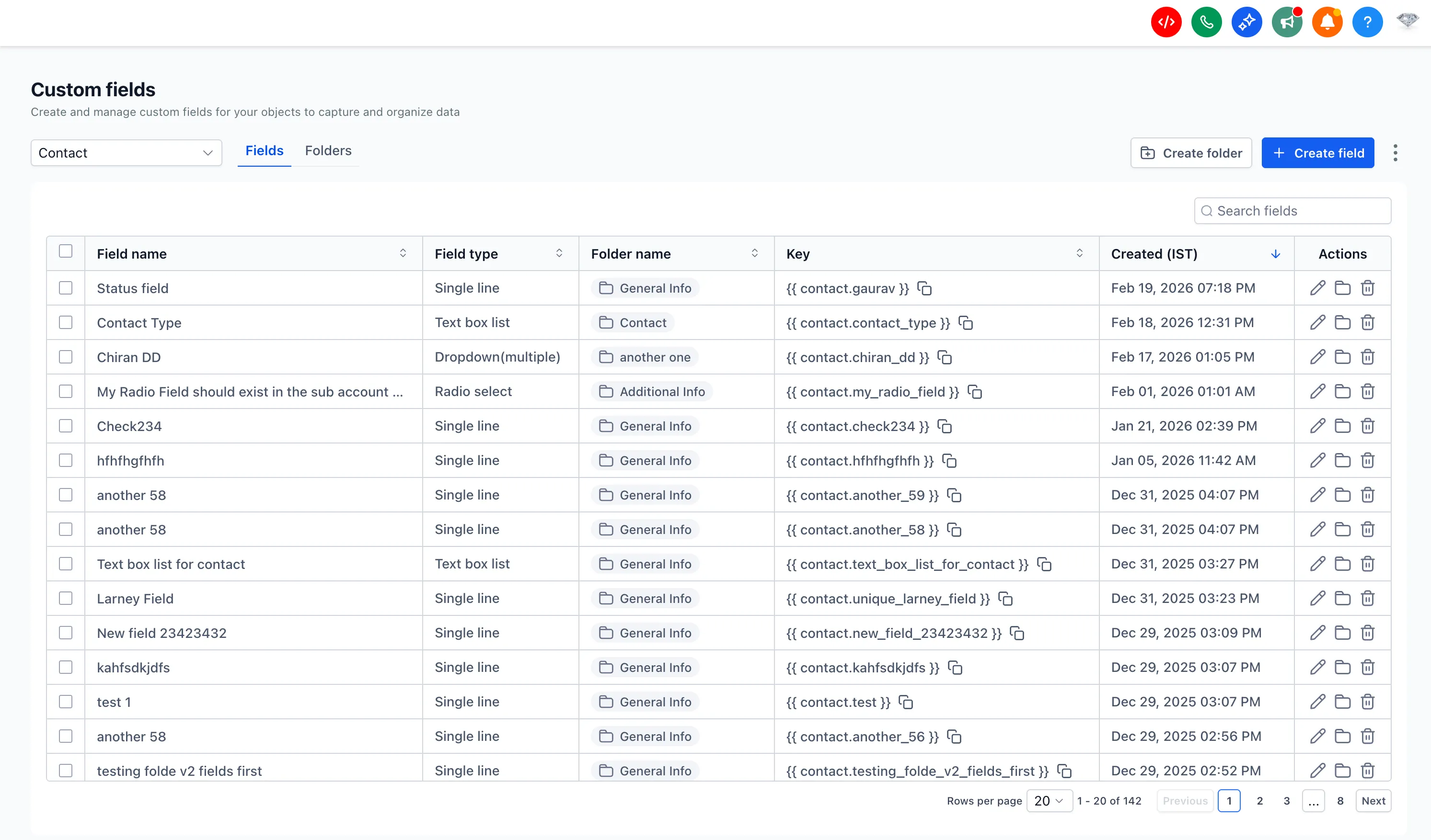 Custom fields interface