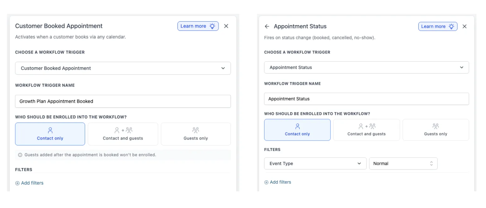 Appointment trigger guest enrollment preview