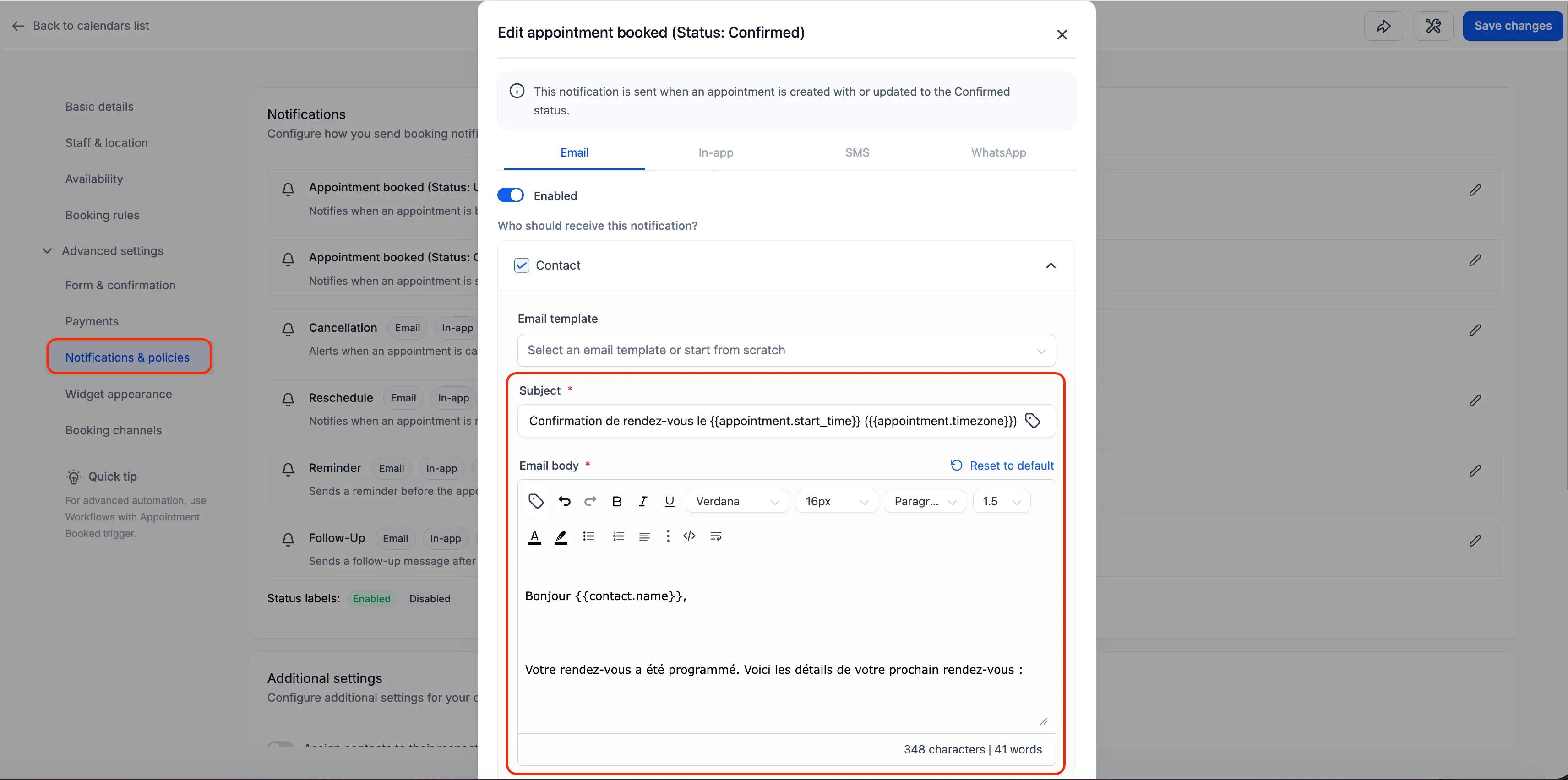calendar notifications i18n