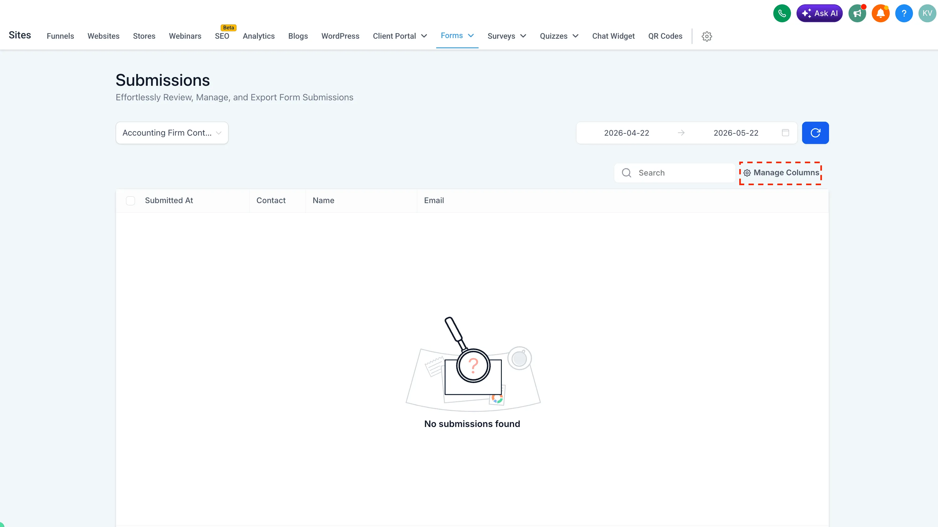 Manage Columns access in submissions