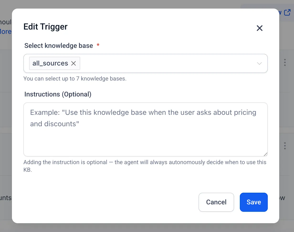 Conversation AI Knowledge Base configuration example