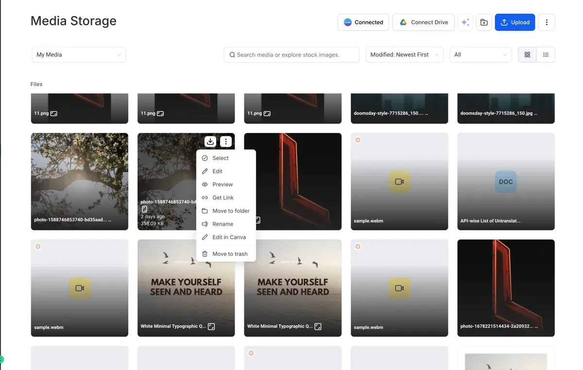 Editing and importing Canva assets