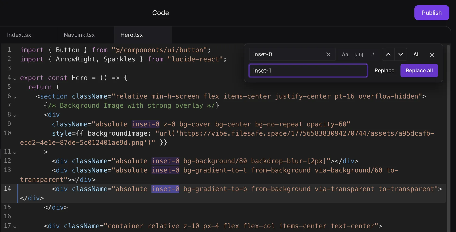 Project search results