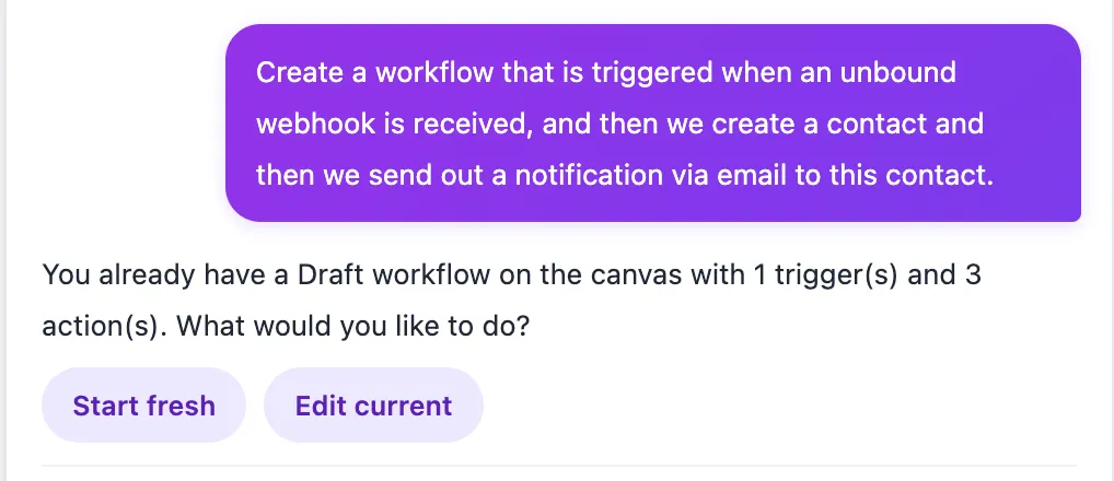 AI builder start fresh prompt