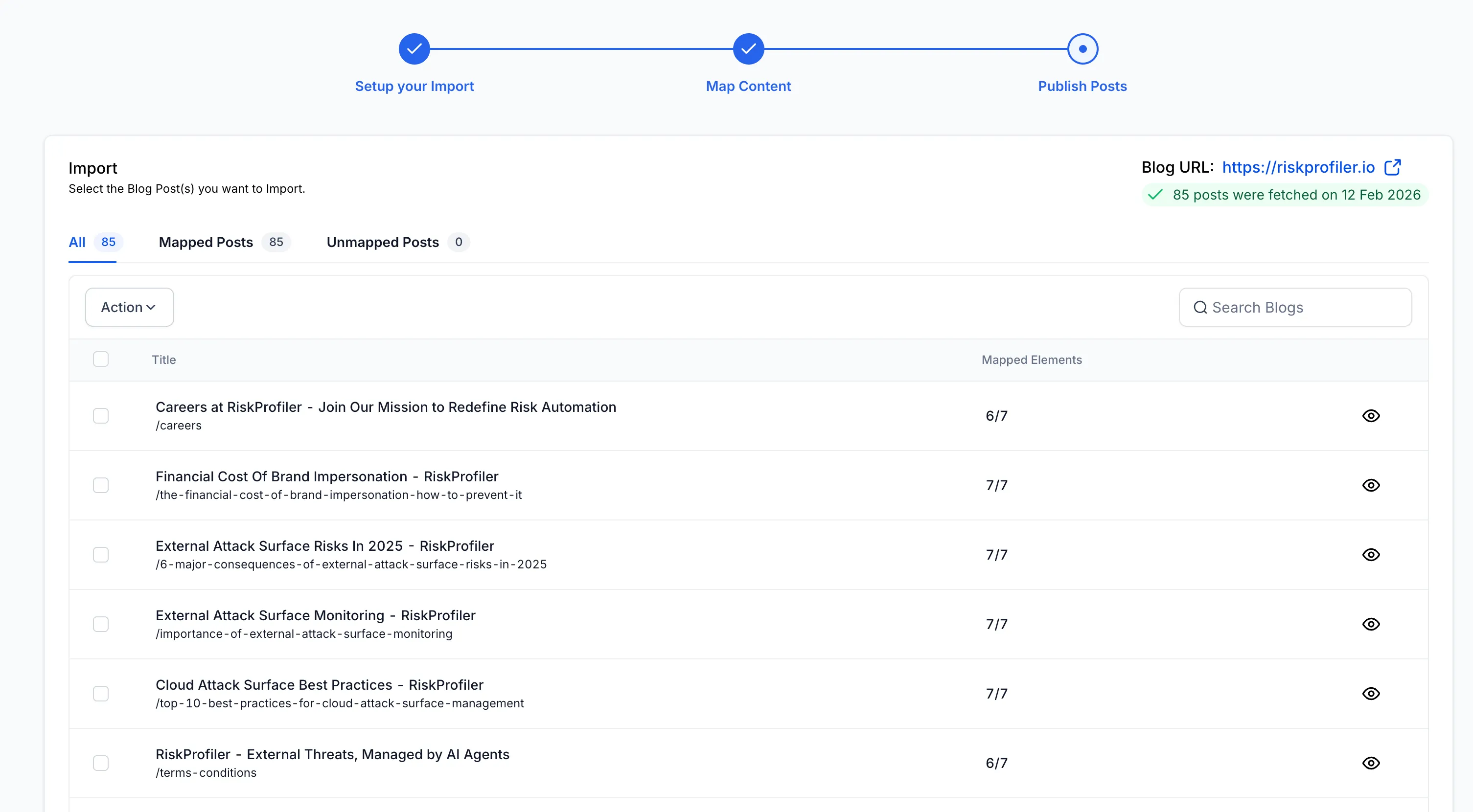 Content mapping view