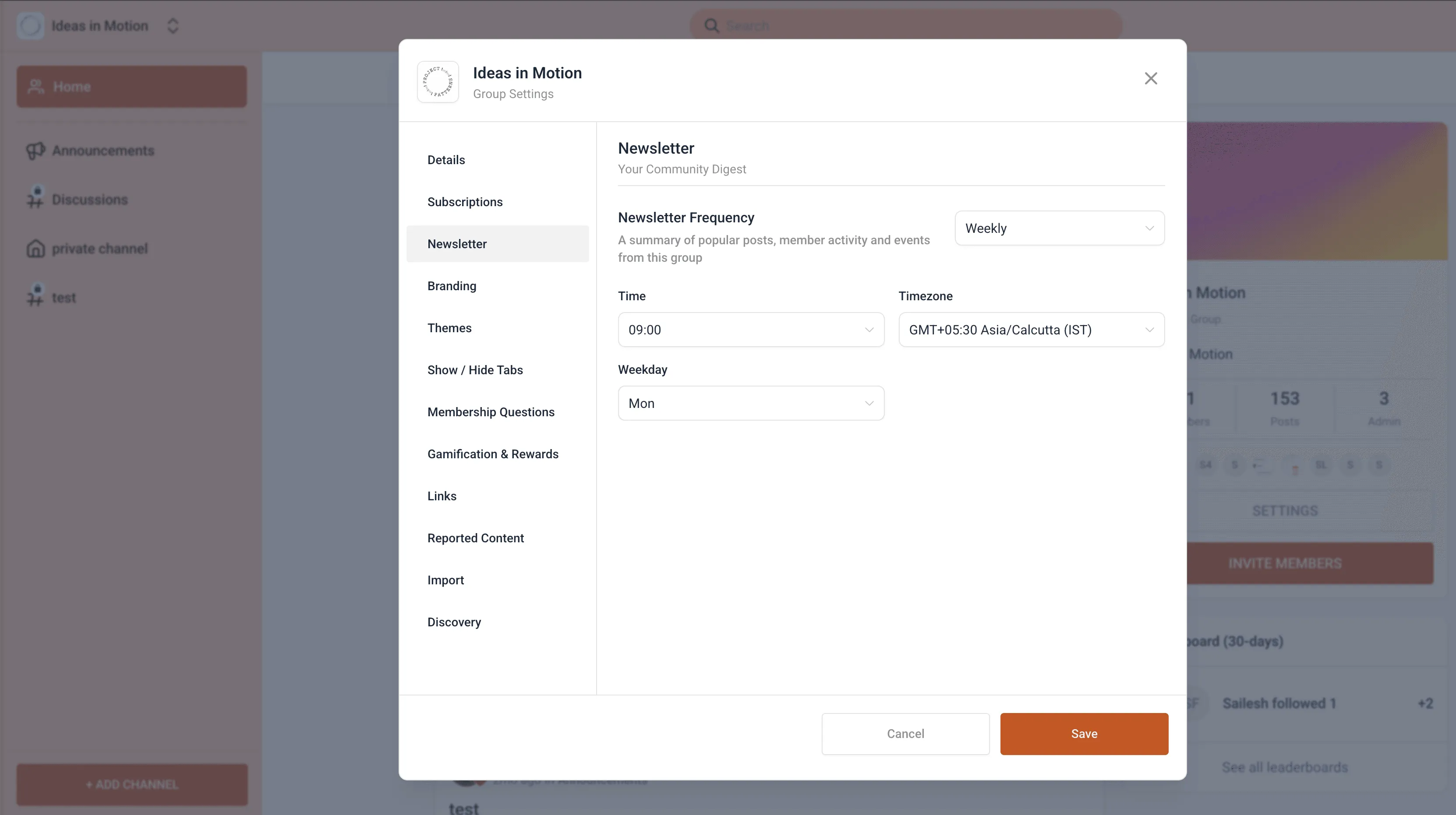 Newsletter scheduling options