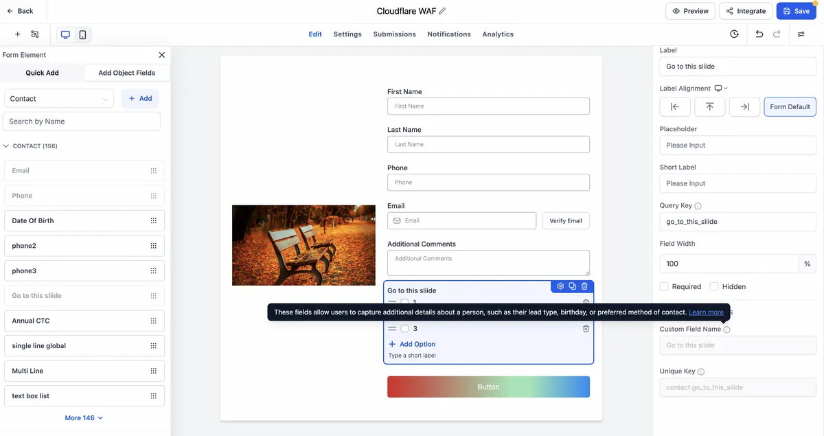 Enhanced tooltip guidance in the builder