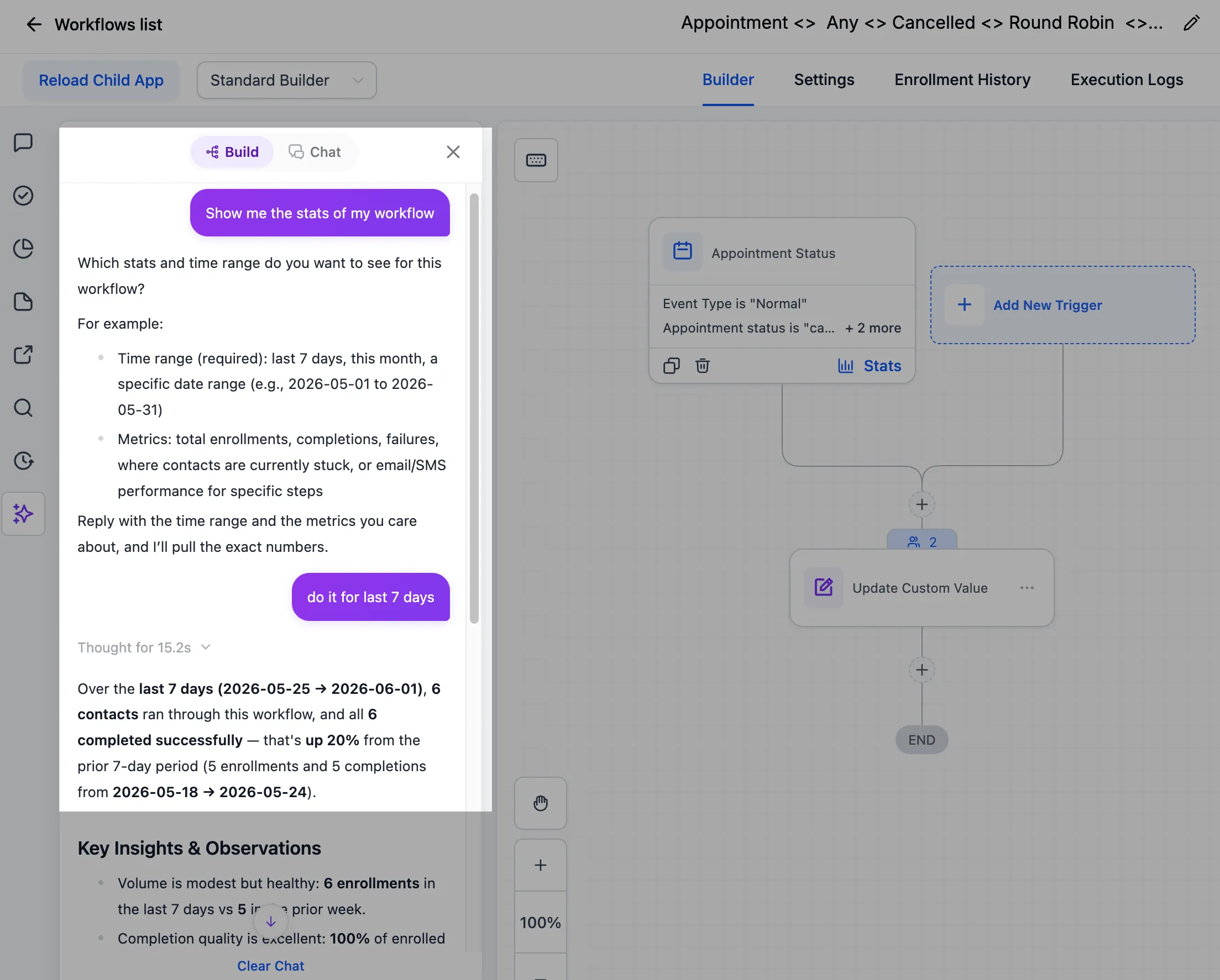 Workflow stats