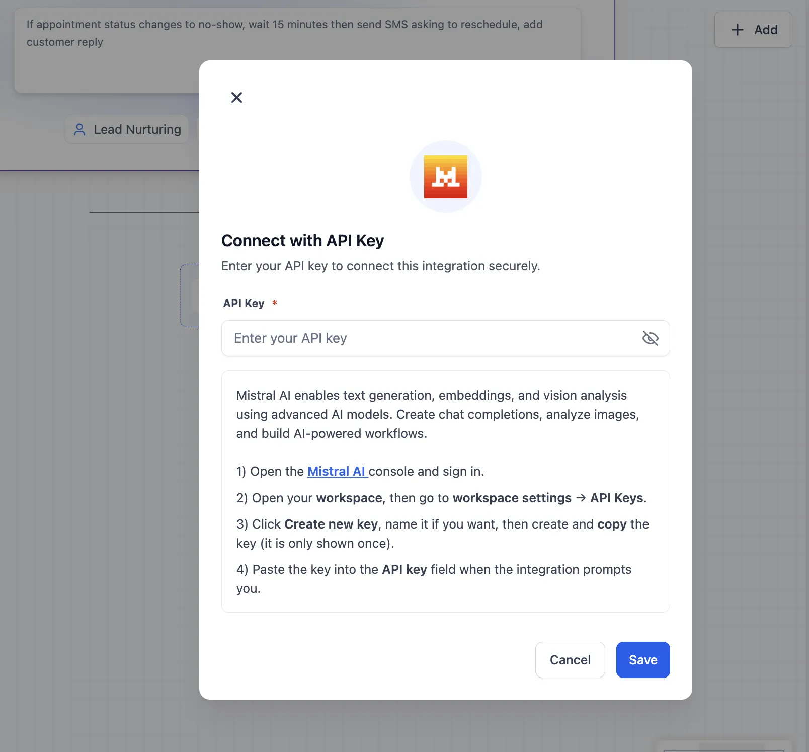Mistral AI integration settings