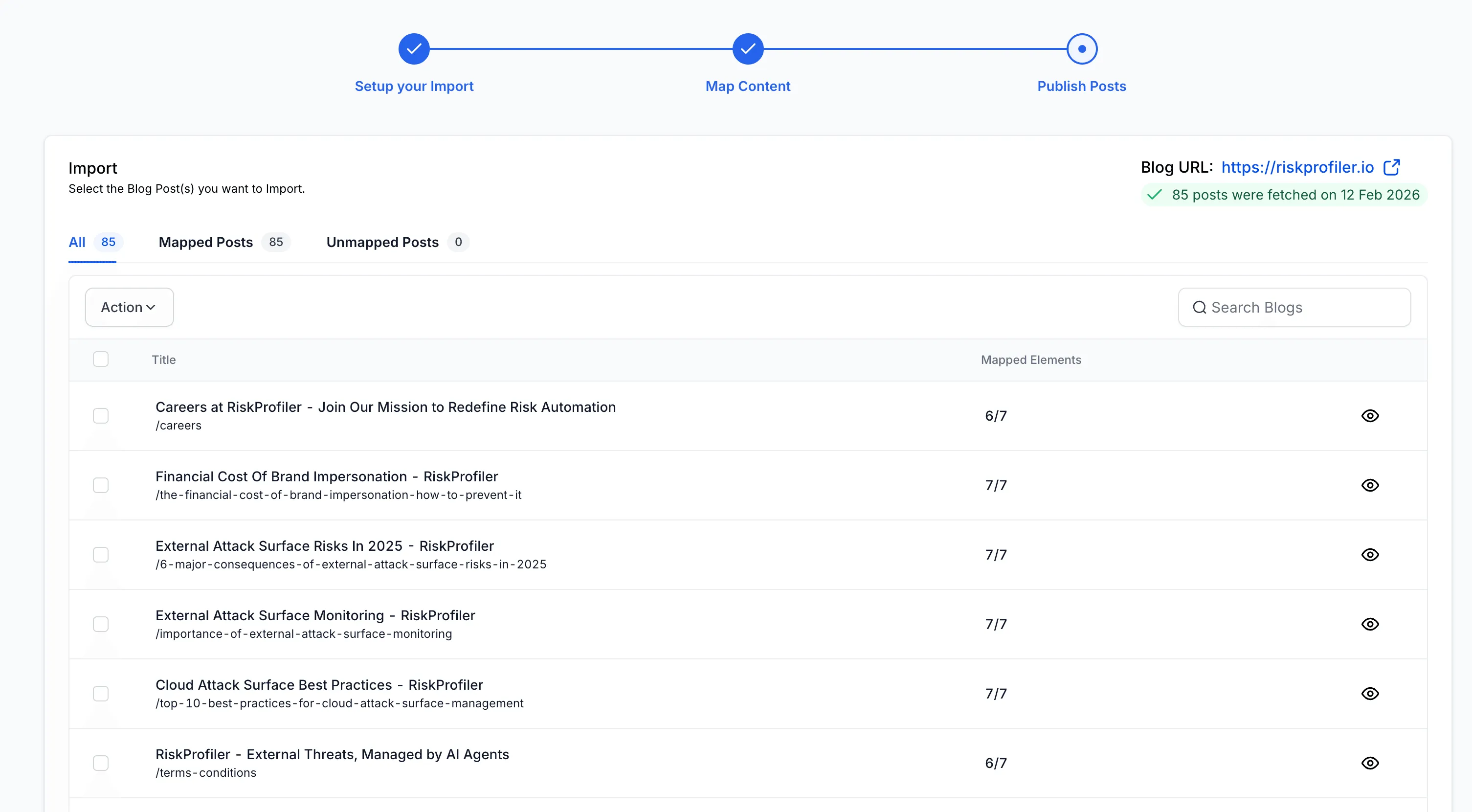 Content mapping view