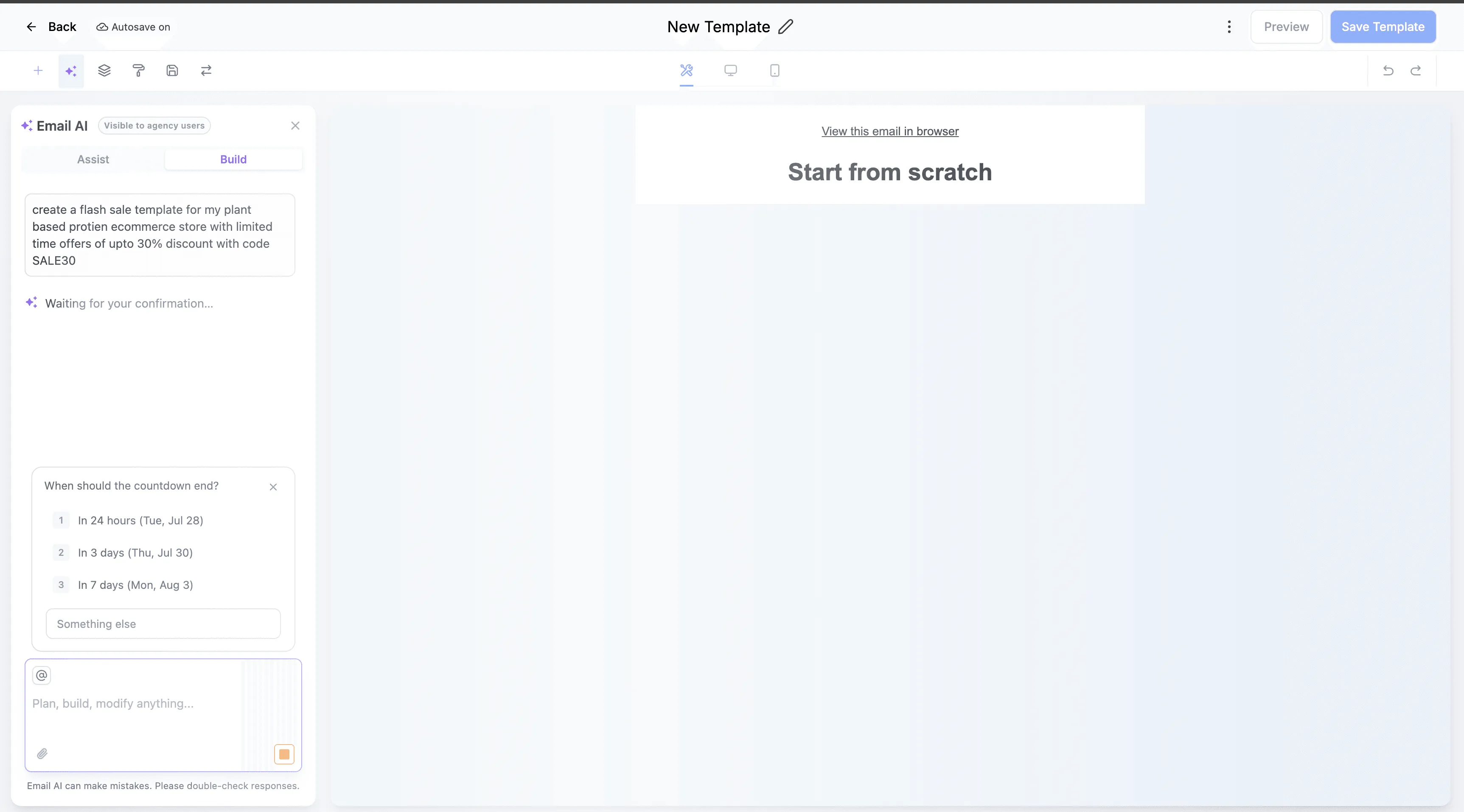 Countdown timer details in Email AI