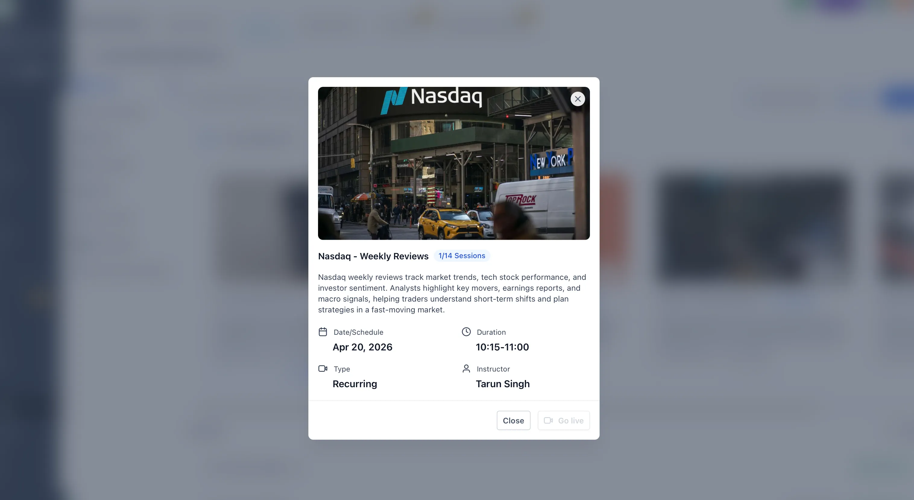Session management in courses