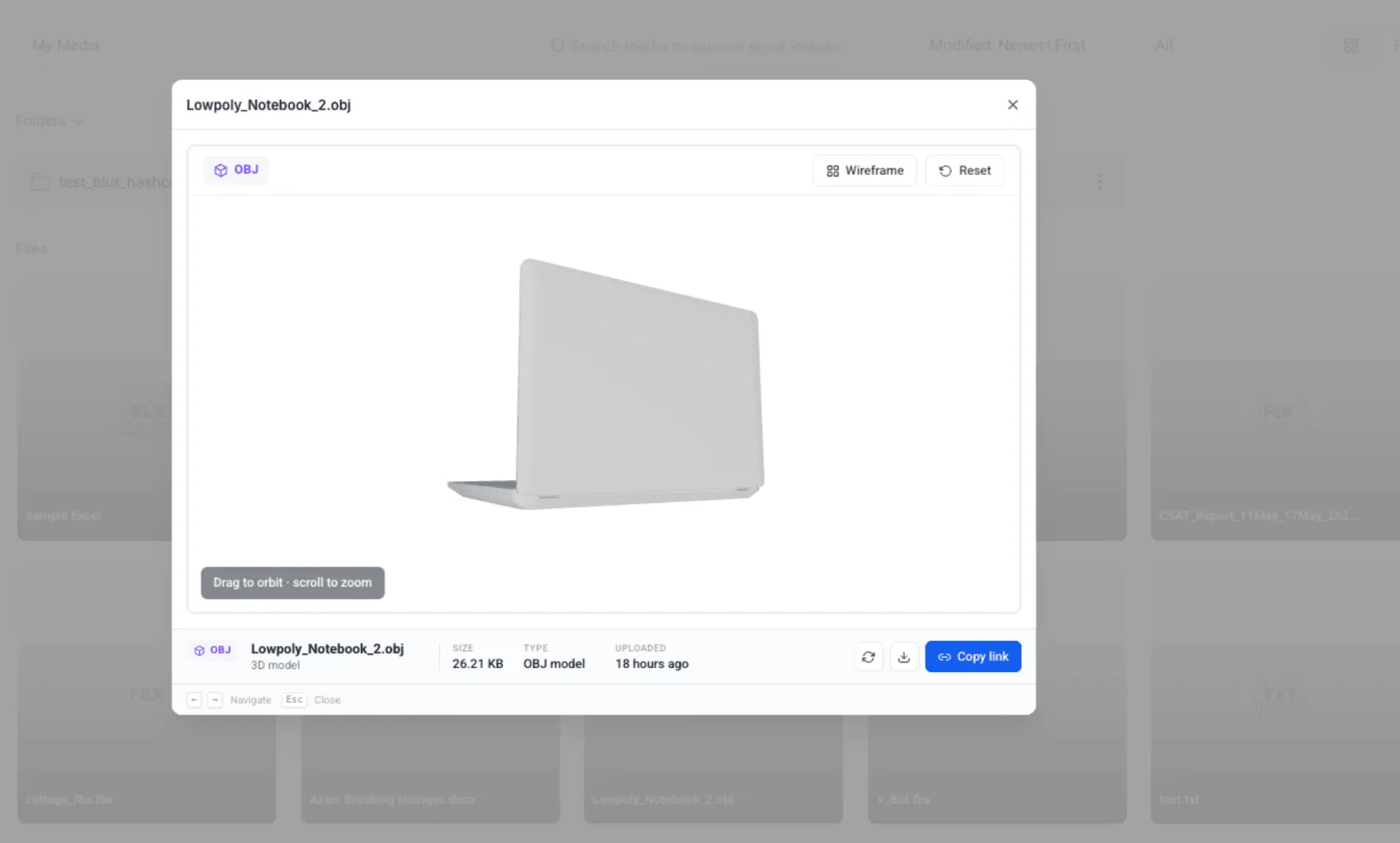 Document preview in the Media Library
