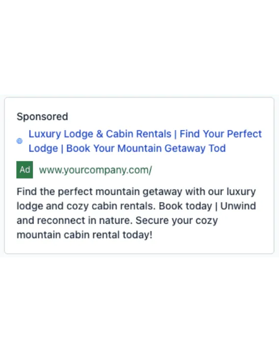 Cabin Rental - Google Ad