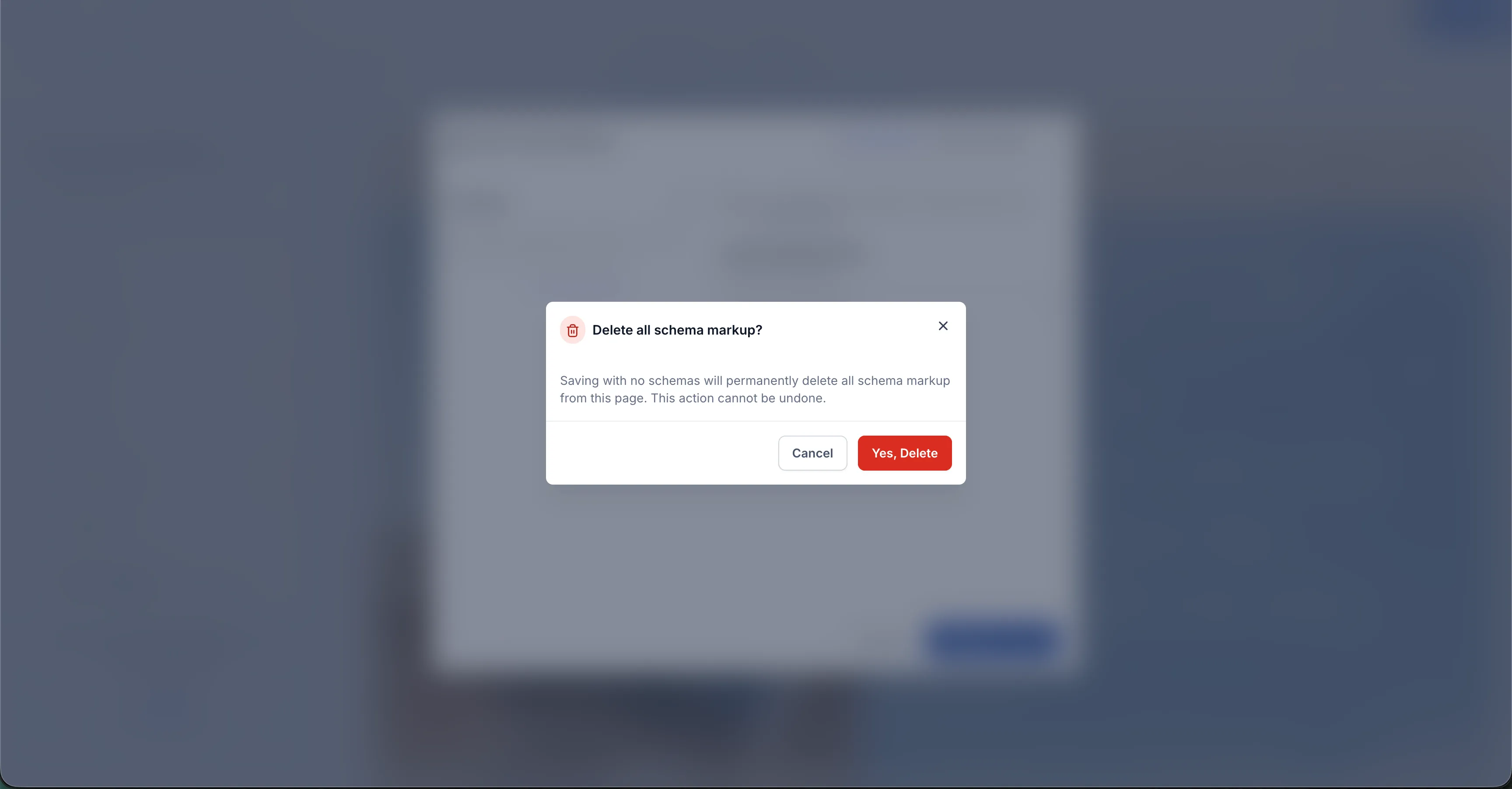Delete all schema confirmation
