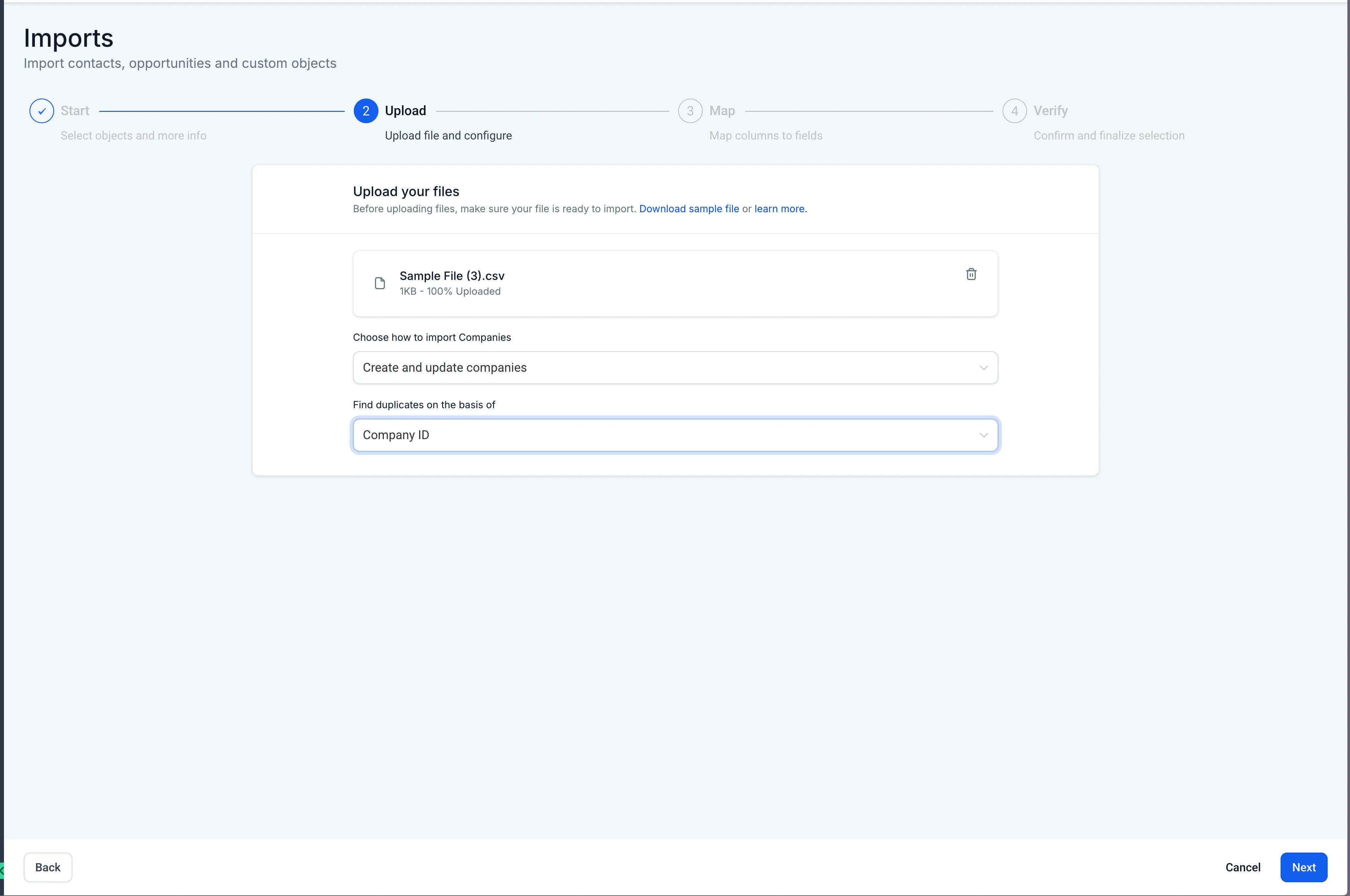 Duplicate detection for company imports