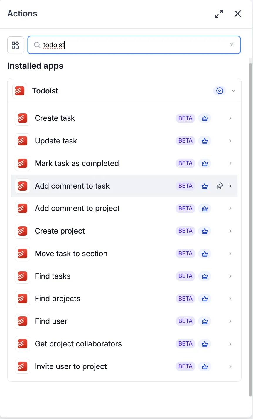 Todoist OAuth connection in SMBcrm