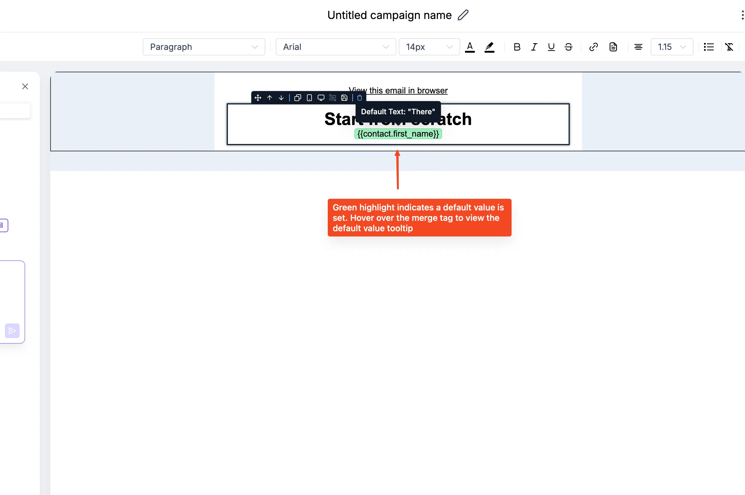Editing default values for email personalization